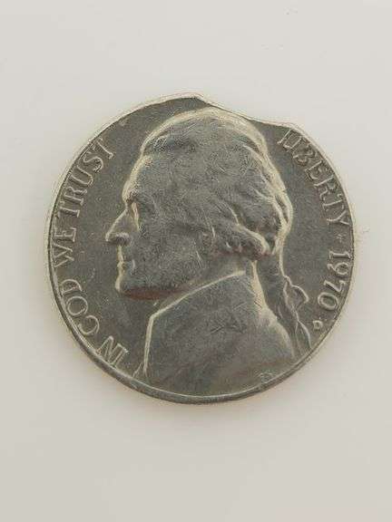 1970 D Clipped Planchet Jefferson Nickel - Full Date