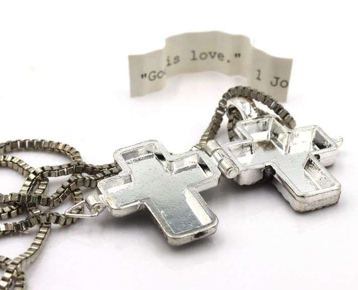 925 Sterling silver cross locket pendant on box chain necklace