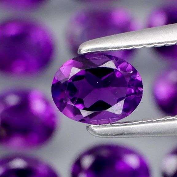 Royal purple! 6.65ct 5x4mm real Brazilian Amethyst set