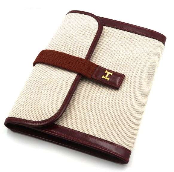 Vintage Hermes Jigepm Canvas Clutch Bag