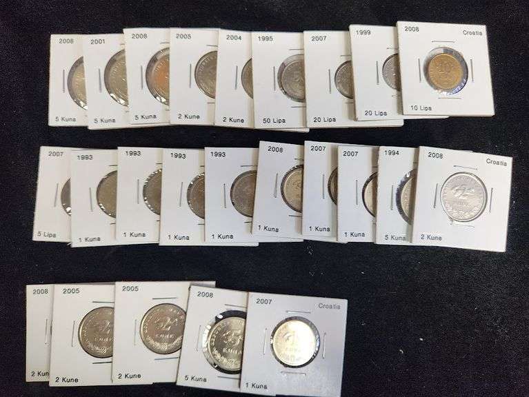 24 Coins Lot From Croatia In Cardboard Holders
