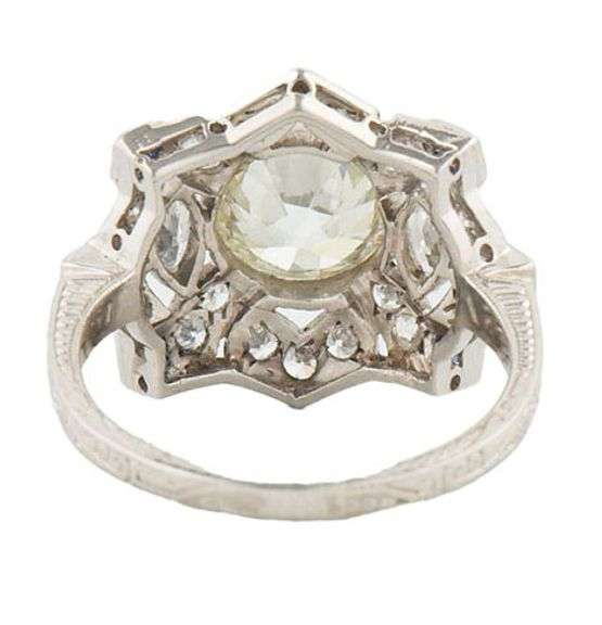 Vintage 2.06ctw European and Round Diamond Milgrain Heirloom Ring in Platinum