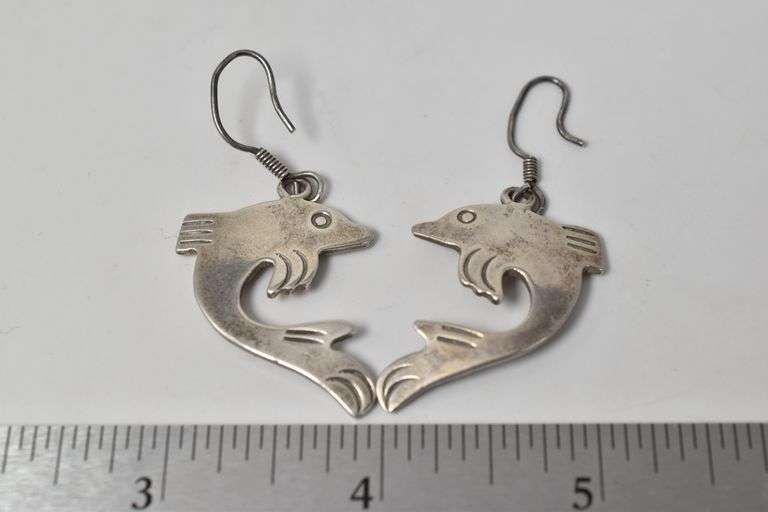 Fish Dangle Earrings in Sterling Silver