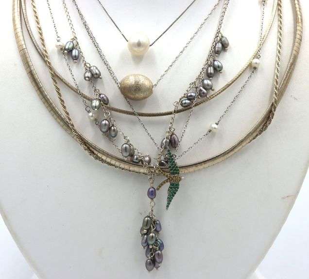 Group lot of 8 Vintage 925 sterling silver necklaces