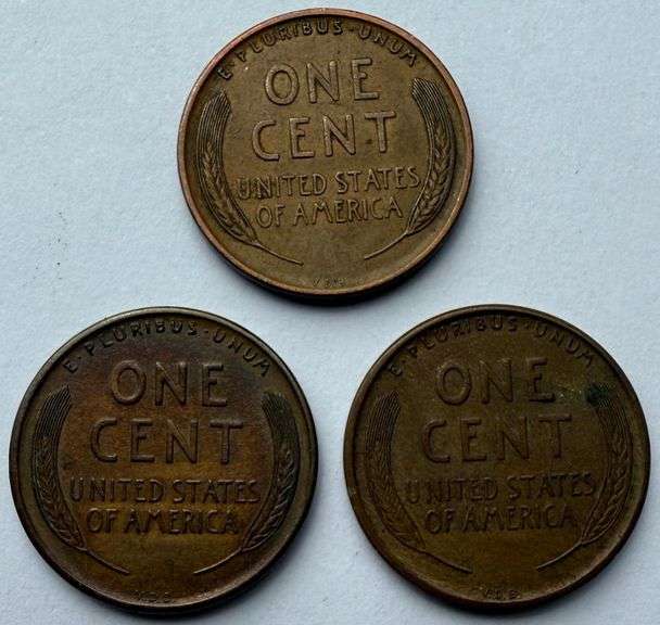 3 Almost Unc 1909 VDB Lincoln Cents