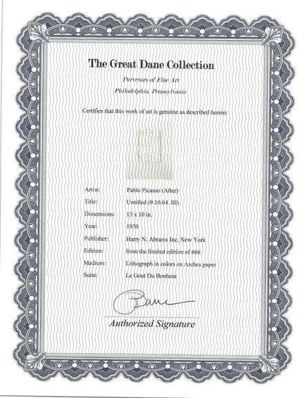 Exclusive Limited Edition Pablo Picasso Lithograph 1970