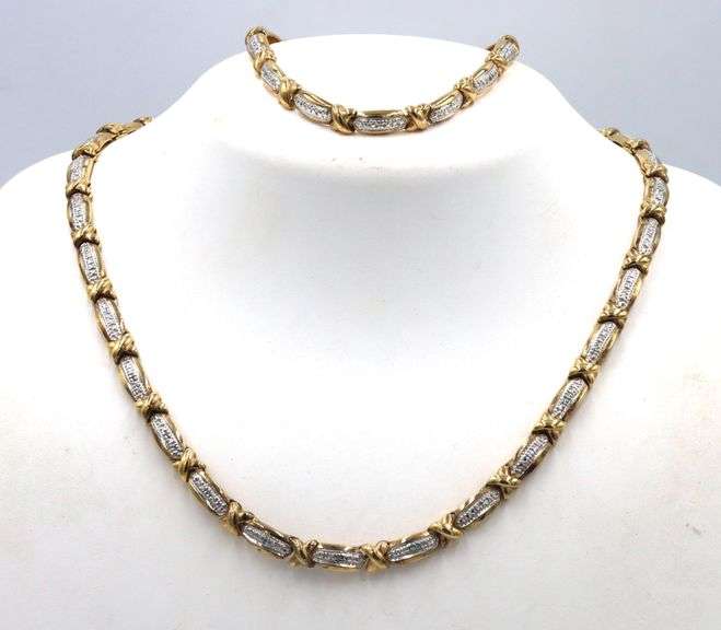 Set of 925 sterling silver cubic zirconia necklace and bracelet