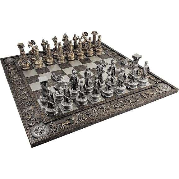 Hand-Painted Greek Mythology Chess Set
