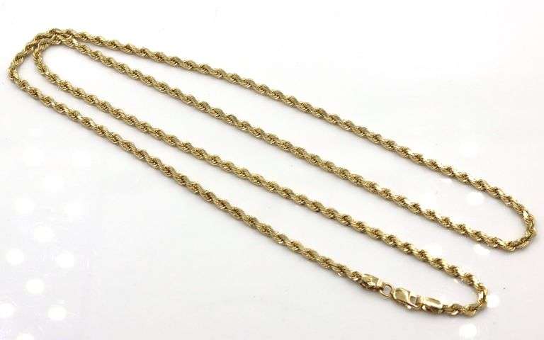 10kt Yellow gold rope chain necklace