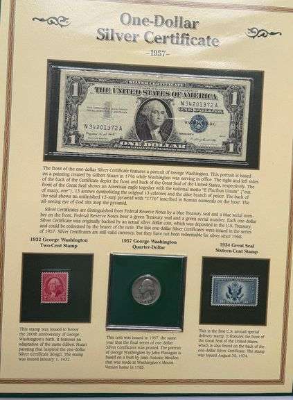 Historic US Currency. Postal Comm Society issue.