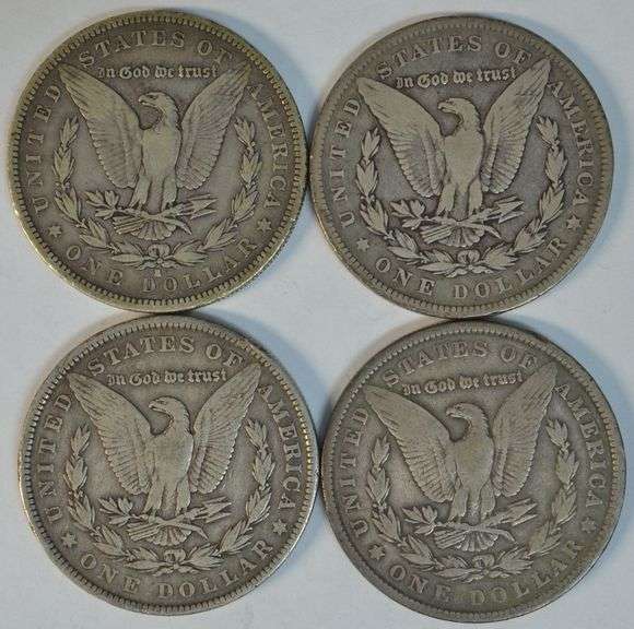 4 Different semi-key date Morgan Silver Dollars 1883-S to 1904