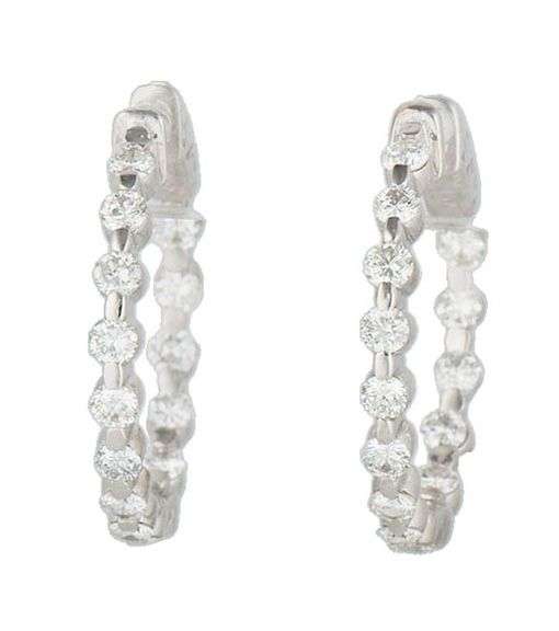 1.65ctw Round Diamond Inside Out Hoop Earrings in 14K
