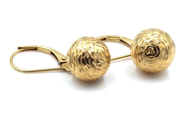 14kt Yellow gold ball dangle earrings
