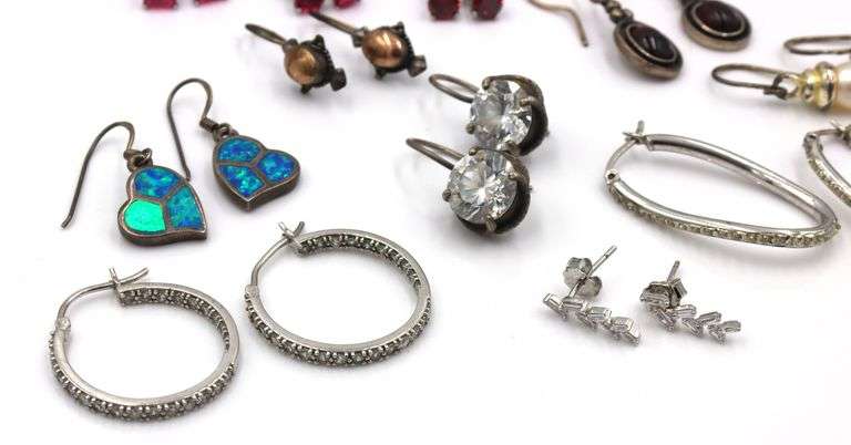 Group lot of vintage 925 sterling silver earrings