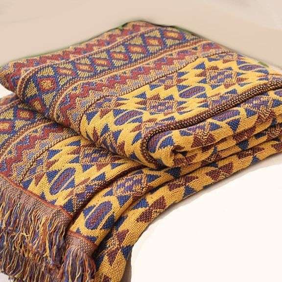 Aztec Throw Blanket Cotton Tapestry