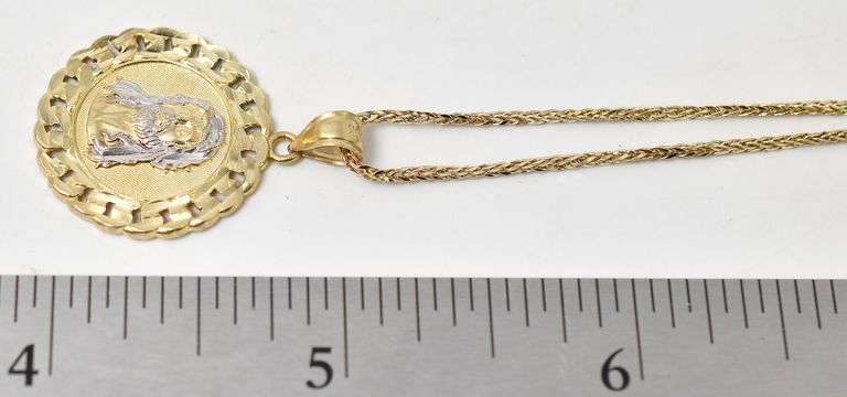 Holy Jesus Pendant in 10K Yellow and White Gold