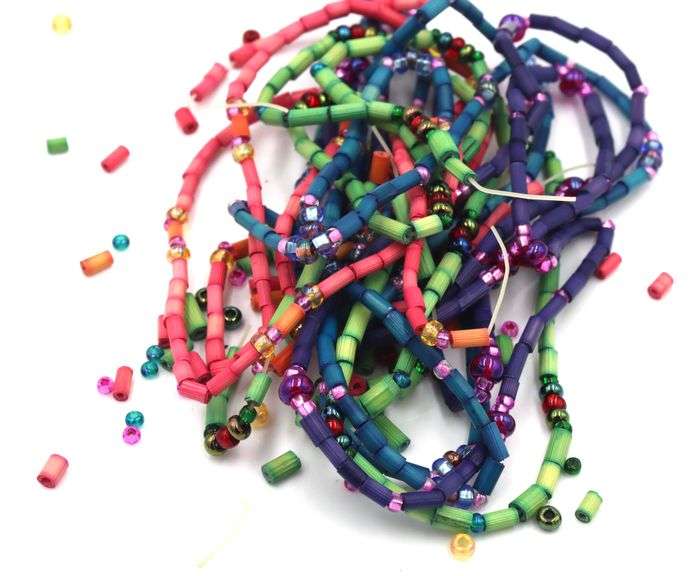 Multi color gemstone strands