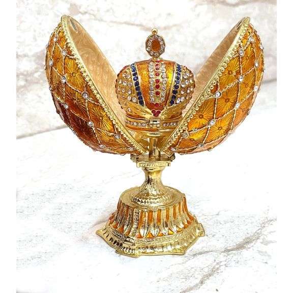 Handmade Imperial Egg 24K Gold with Austrian Crystals