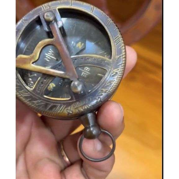 Brass Sundial Pocket Compass with Magnetic Needle