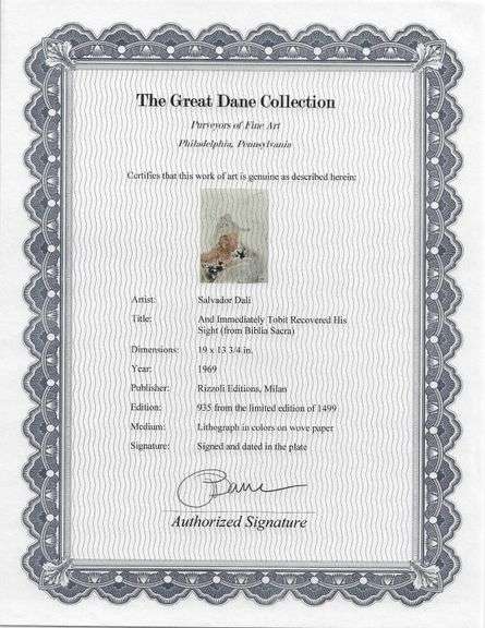 Highly Collectible and Rare Salvador Dali Original Lithograph from the 'Biblia Sacra' Suite
