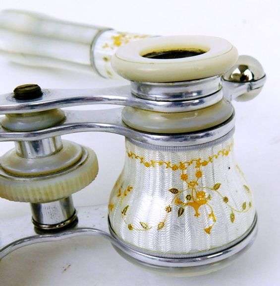 Early Guilloche & Gold Opera Glasses with Handle