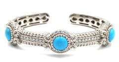 Judith Ripka turquoise cuff bangle in 925 sterling silver