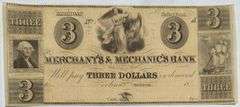 $3 Merchants and Mechanics Bank of Michigan Note