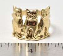 Purfect 14K Yellow Gold Cat Motif Ring