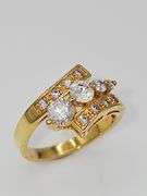 Sparkling 14 K Yellow Gold Plate 2.65 Ctw Lab Simulated Diamond Ring