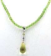 Peridot beaded necklace with white gold clasp