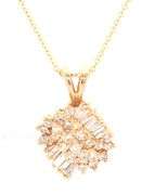 14kt Yellow gold 0.75ctw RBC and baguette cluster diamond pendant on chain