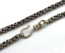 Vintage 925 sterling silver signed flower link chain necklace