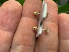 14k Yellow Gold Round 3mm Moissanite Stud Screw Back Earrings