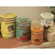 Set of 4 Round Metal Kitchen Canisters with Lids