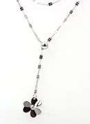 14kt White gold Flower Lariat necklace