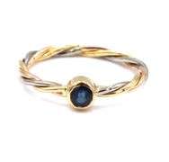 18kt Yellow gold Cartier sapphire twisted tri color stackable ring