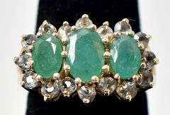 Stunning Emerald and Diamond Ring in 10K Yellow Gold