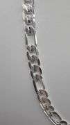 Sparkling 83.6 Gram Tri-Layered .925 Silver Plated Italian Figaro Link Necklace