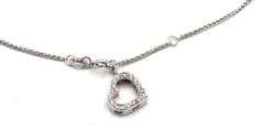 18kt White gold diamond heart charm anklet
