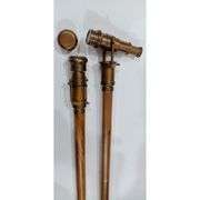 Wooden Walking Stick with Hidden Brass Telescope