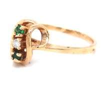 Sweet Little 10K YG Emerald & Diamond Ring
