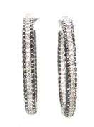 14kt White gold 5ctw black and white in out diamond hoop earrings