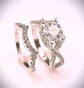 Amazing 2.75 Ct Bright White Lab Simulated Diamond 2 Band Engagement Ring