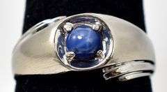 Wonderful 10K White Gold Star Sapphire Gemstone Ring