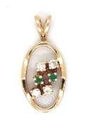 Tasteful 14K YG Emerald & Diamond Pendant