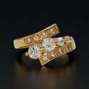 Sparkling 14 K Yellow Gold Plate 2.65 Ctw Lab Simulated Diamond Ring
