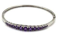 Group lot of 4 Vintage 925 sterling silver gemstone bangles
