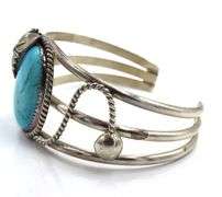 925 Sterling silver signed turquoise cuff bangle