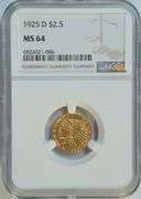 Gorgeous nearly Gem BU 1925-D US $2.50 Indian Gold Piece. NGC MS64