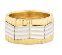Wave Style Sculpted Two Tone Band Ring in 18K and Platinum